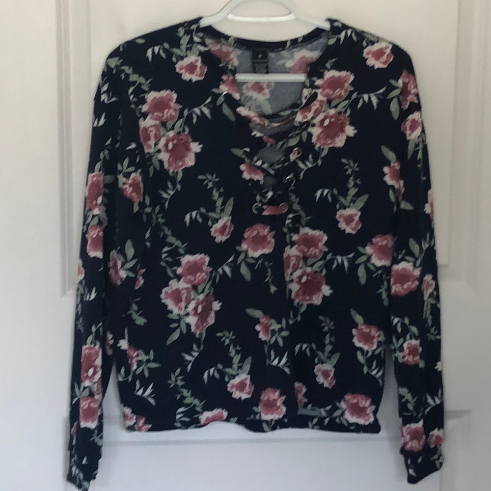 Floral Navy Oversized Boxy Sweatshirt Medium Cottagecore